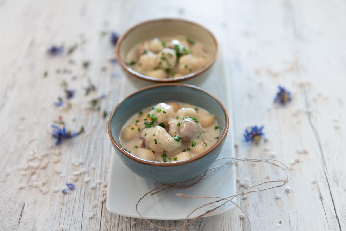 Plat cuisiné Saint Jacques a la bretonne